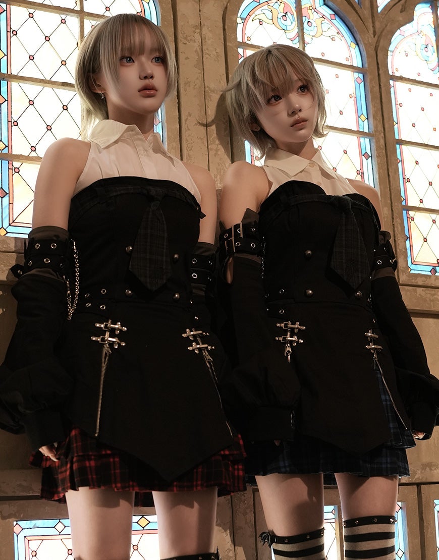 DimMoire【ディムモアール】DimMoire学園ブラウス+ジレset/Gray&Black