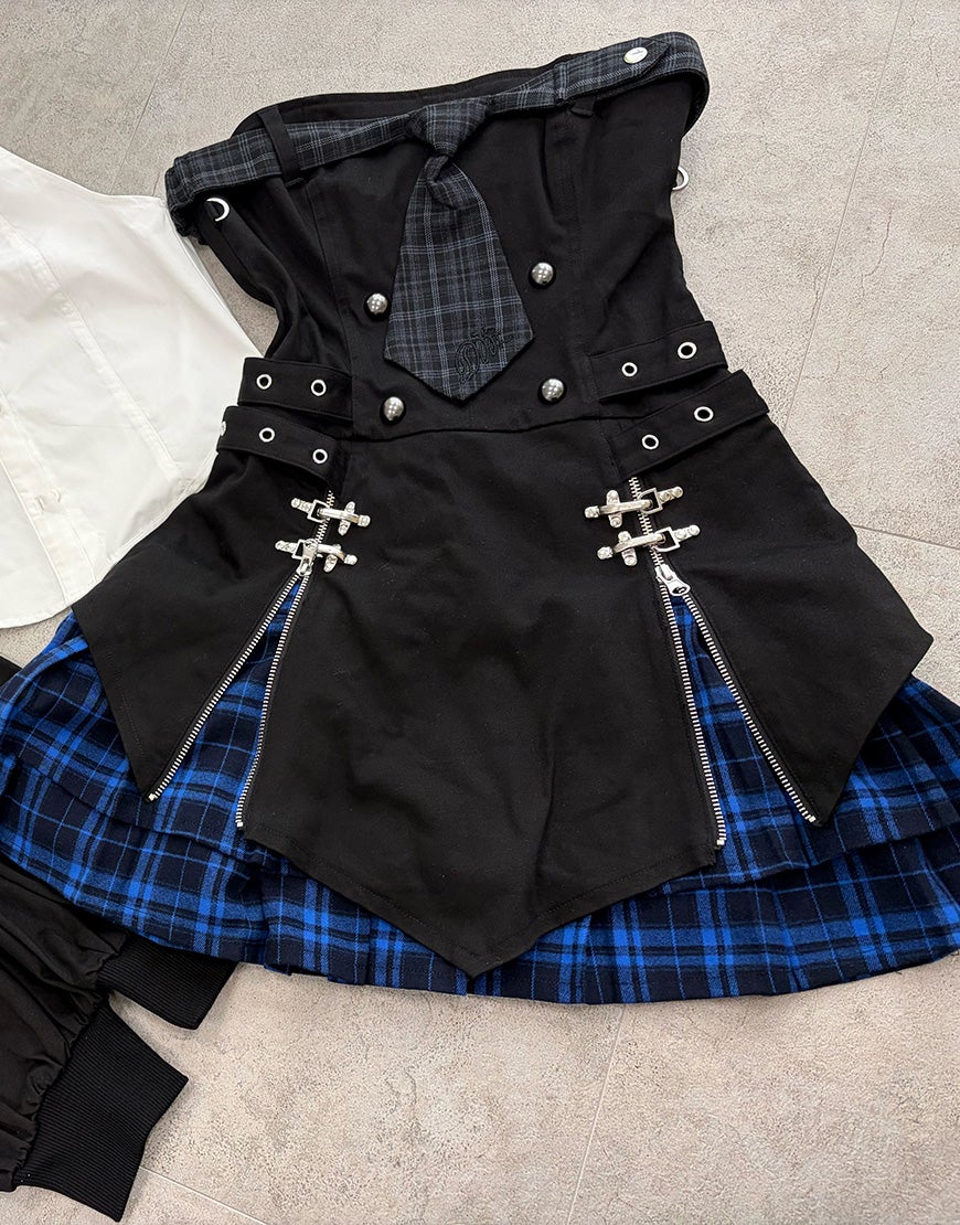 DustDevil　ワンピース　ブルー　地雷系　サブカル　ゴシック　パンク DustDevil【ダストデビル】chain corset onepiece/全2色