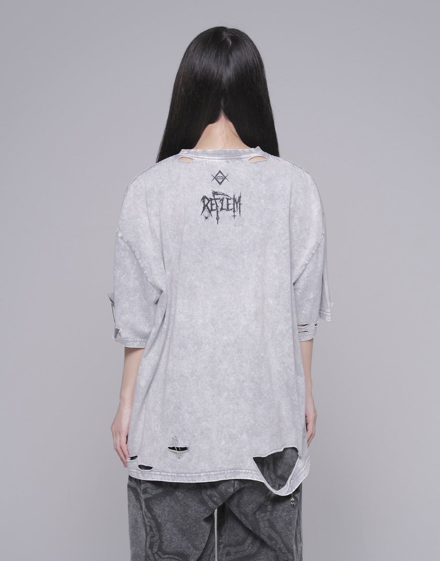 REFLEM【レフレム】安全ピン付きダメージTシャツ/全2色