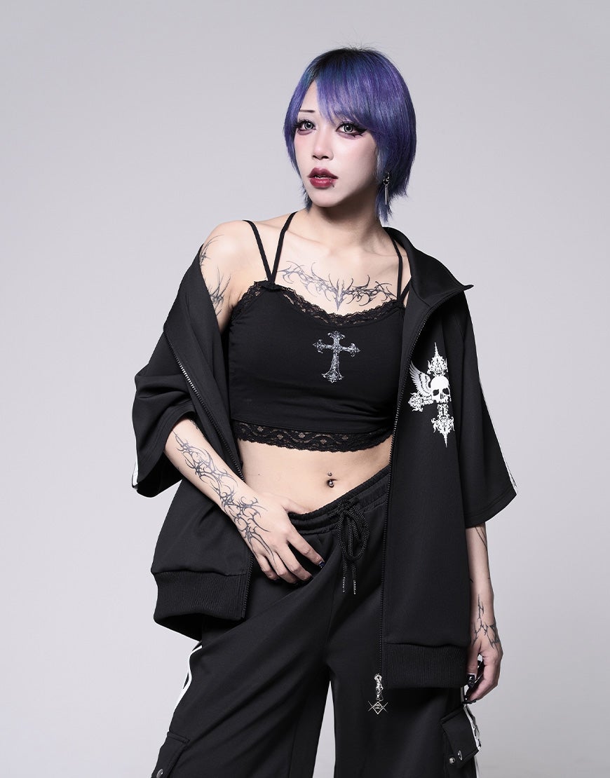 REFLEM【レフレム】シャーリング半袖トラックジャケット/全2色