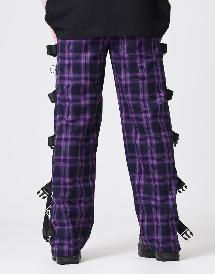 TRAVASTOKYO/トラバス トーキョーベルト付きサイドZIPチェックパンツ TRAVAS TOKYO【トラバストーキョー】ベルト付きサイドジップチェック