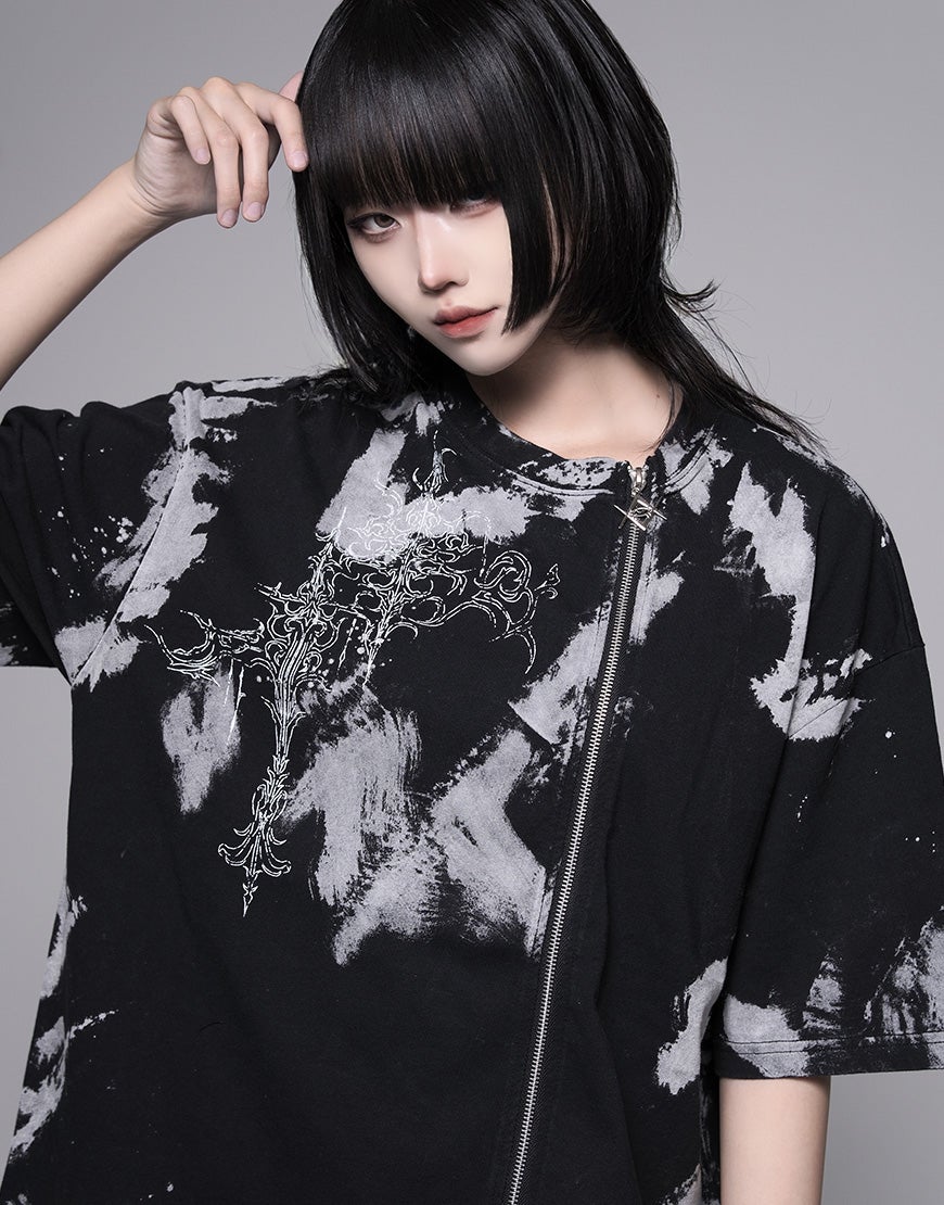 REFLEM【レフレム】ジップデザイン加工半袖Tシャツ/全2色