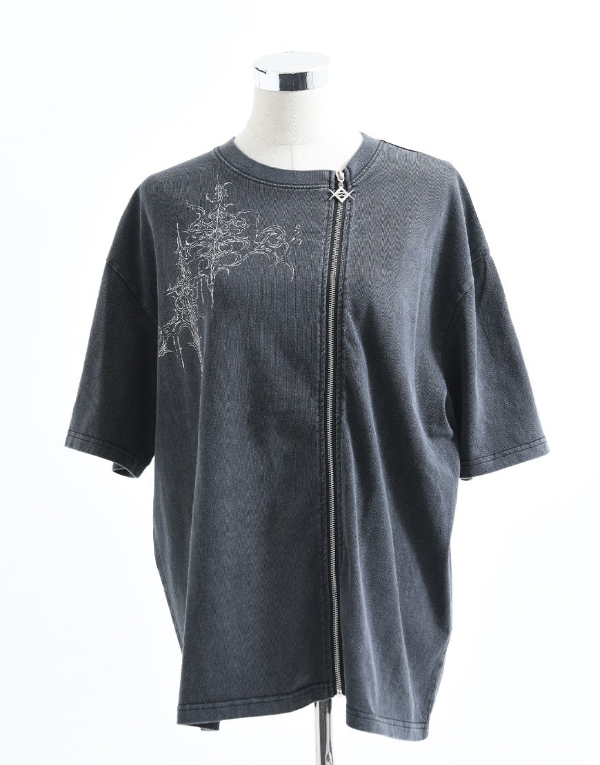 REFLEM【レフレム】ジップデザイン加工半袖Tシャツ/全2色