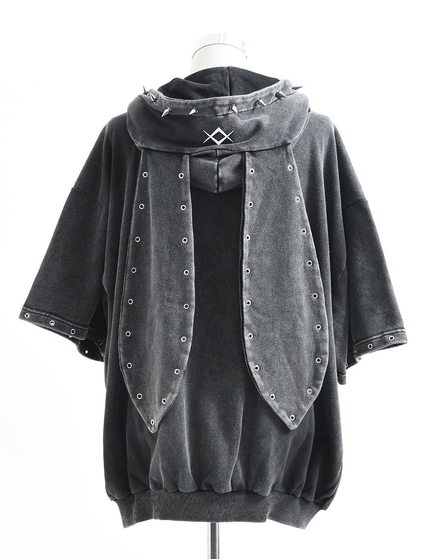 【REFLEM】うさ耳ジップアップ半袖パーカー/グレー REFLEM【レフレム】うさ耳半袖ジップアップパーカー/全2色