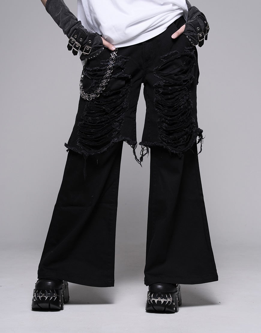 REFLEM【レフレム】レッグカバー付きレイヤードデニムショートパンツ/全2色