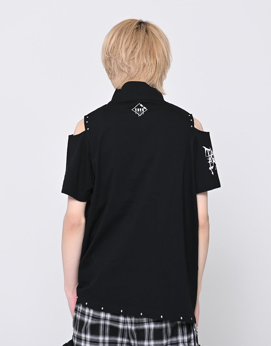 TRAVAS TOKYO【トラバストーキョー】肩開きZIPデザイン半袖Tシャツ/全2色