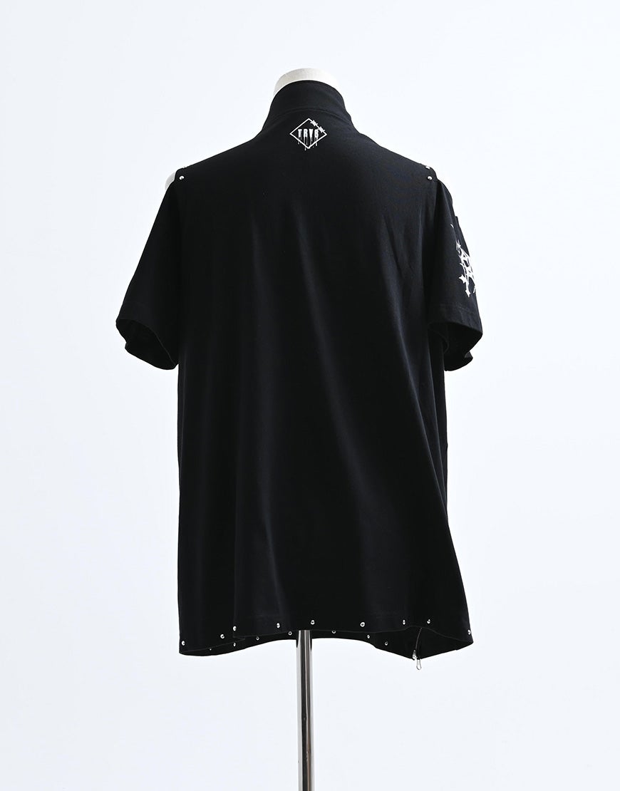 TRAVAS TOKYO【トラバストーキョー】肩開きZIPデザイン半袖Tシャツ/全2色
