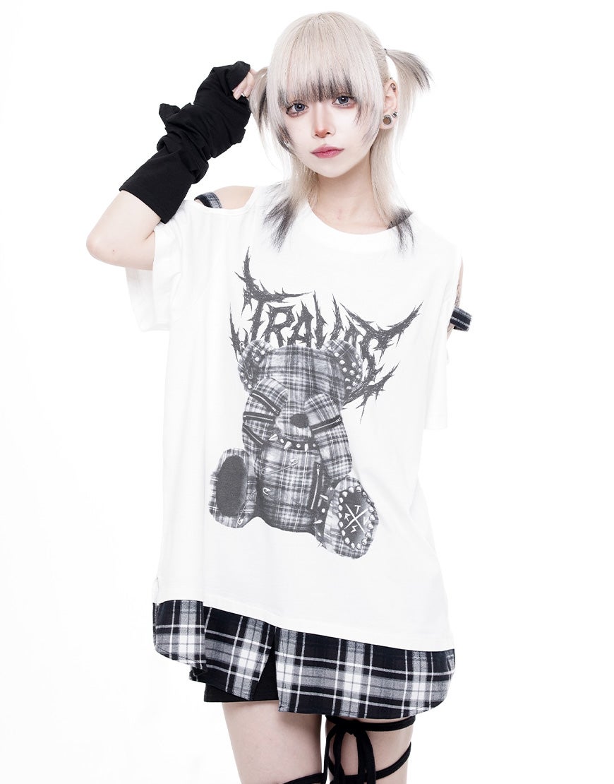 TRAVAS TOKYO【トラバストーキョー】肩開きZIPデザイン半袖Tシャツ/全2色