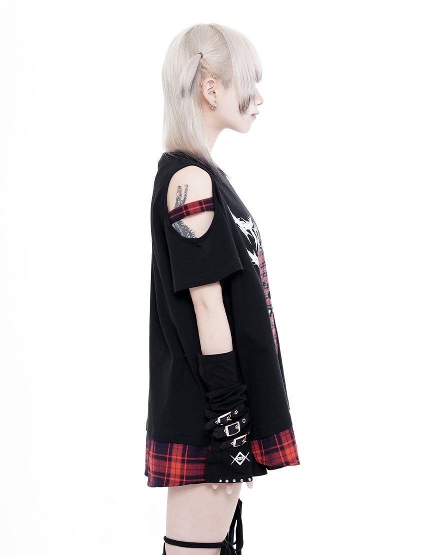 TRAVAS TOKYO【トラバストーキョー】肩開きZIPデザイン半袖Tシャツ/全2色
