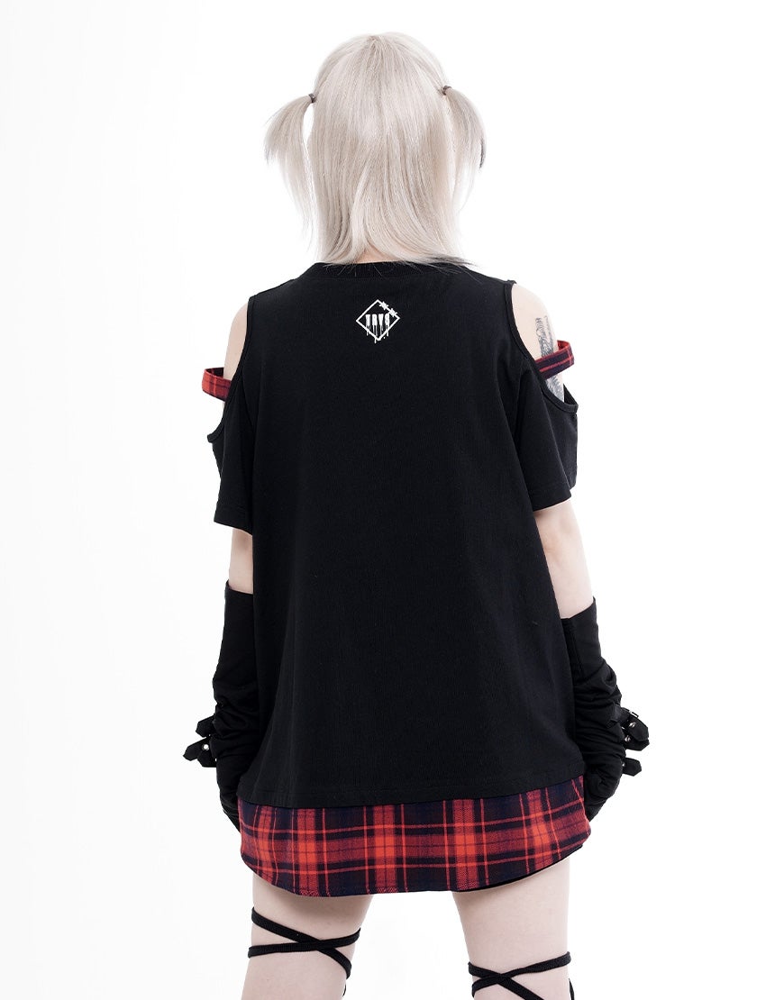 TRAVAS TOKYO【トラバストーキョー】肩開きZIPデザイン半袖Tシャツ/全2色