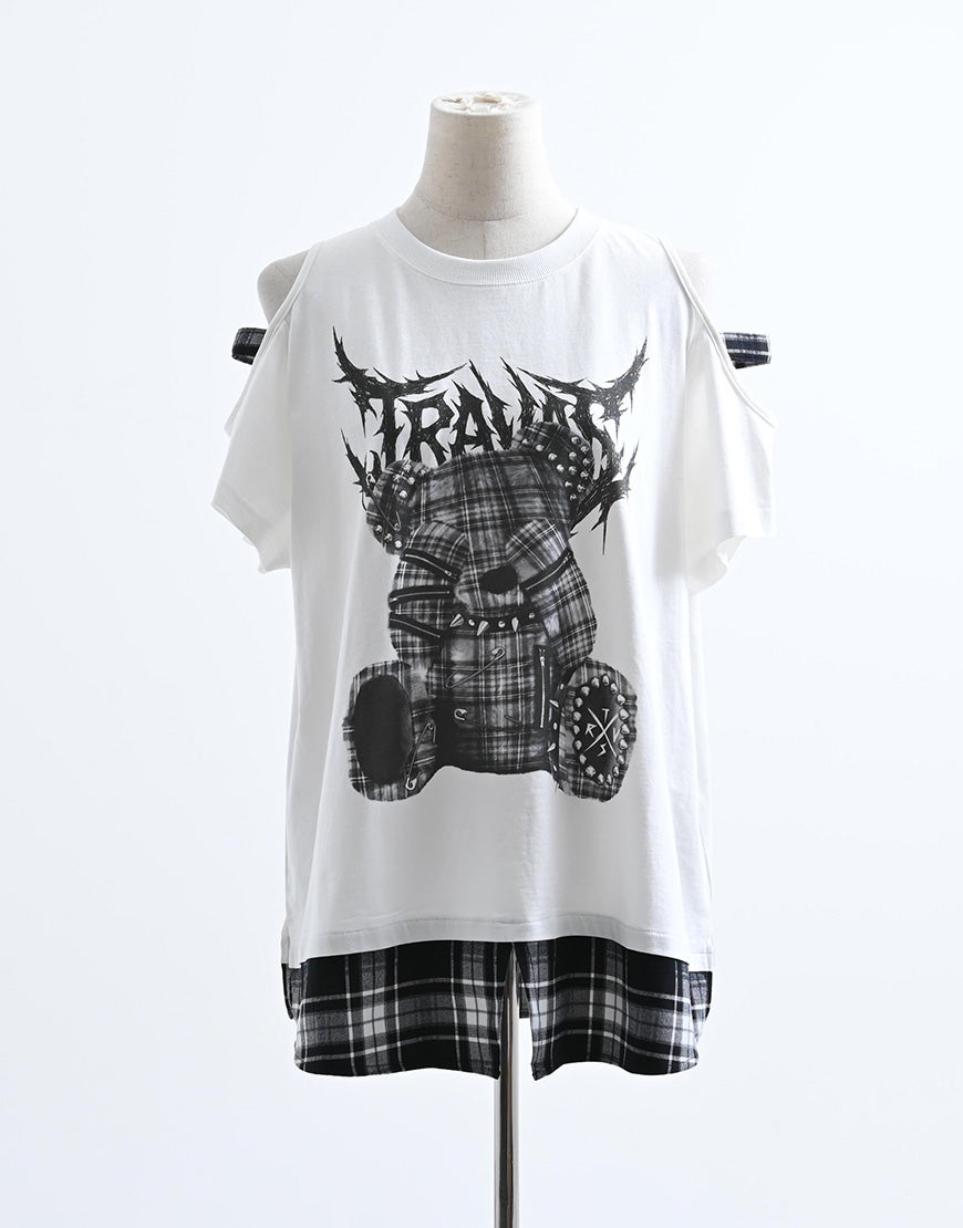 TRAVAS TOKYO【トラバストーキョー】肩開きZIPデザイン半袖Tシャツ/全2色