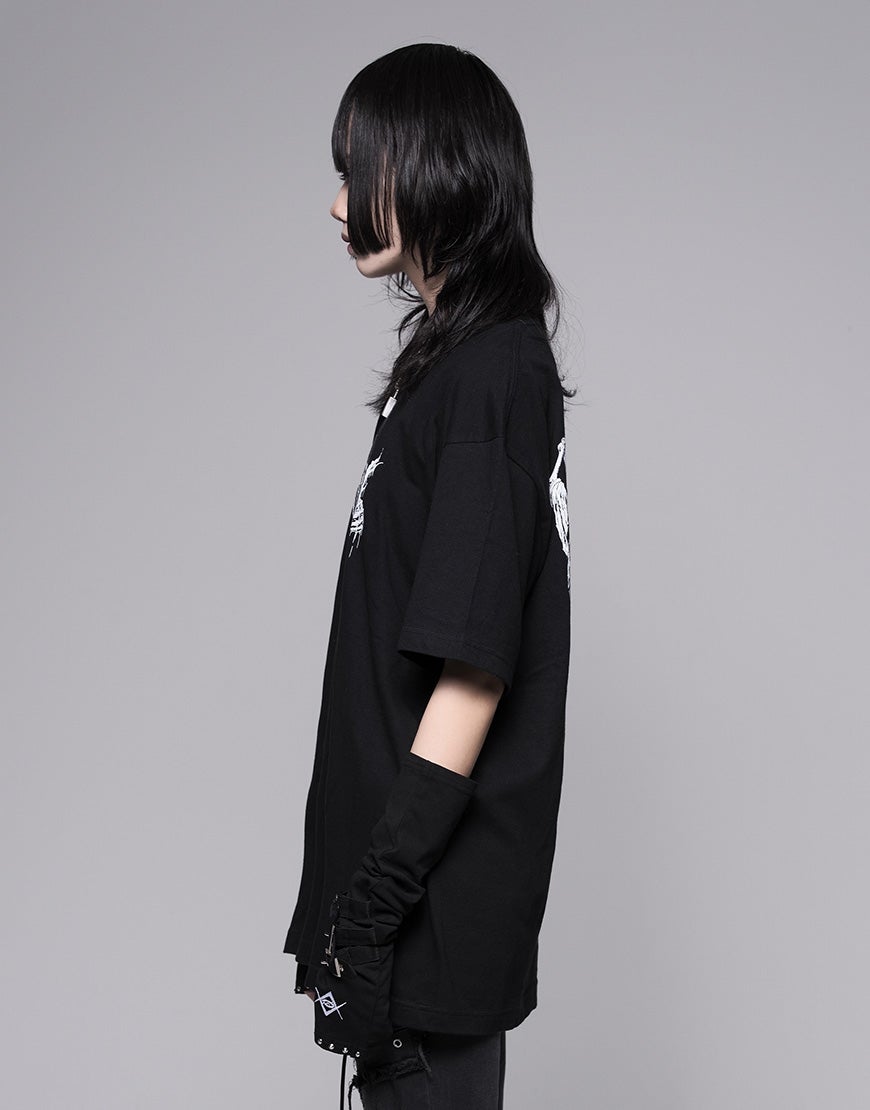 REFLEM【レフレム】ホログラムスカルプリント半袖Tシャツ/全2色