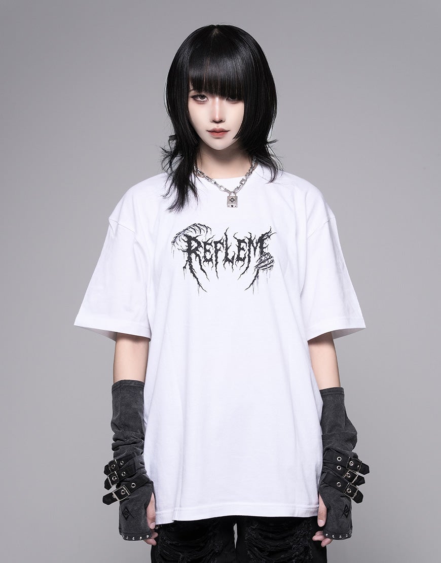 REFLEM【レフレム】ホログラムスカルプリント半袖Tシャツ/全2色