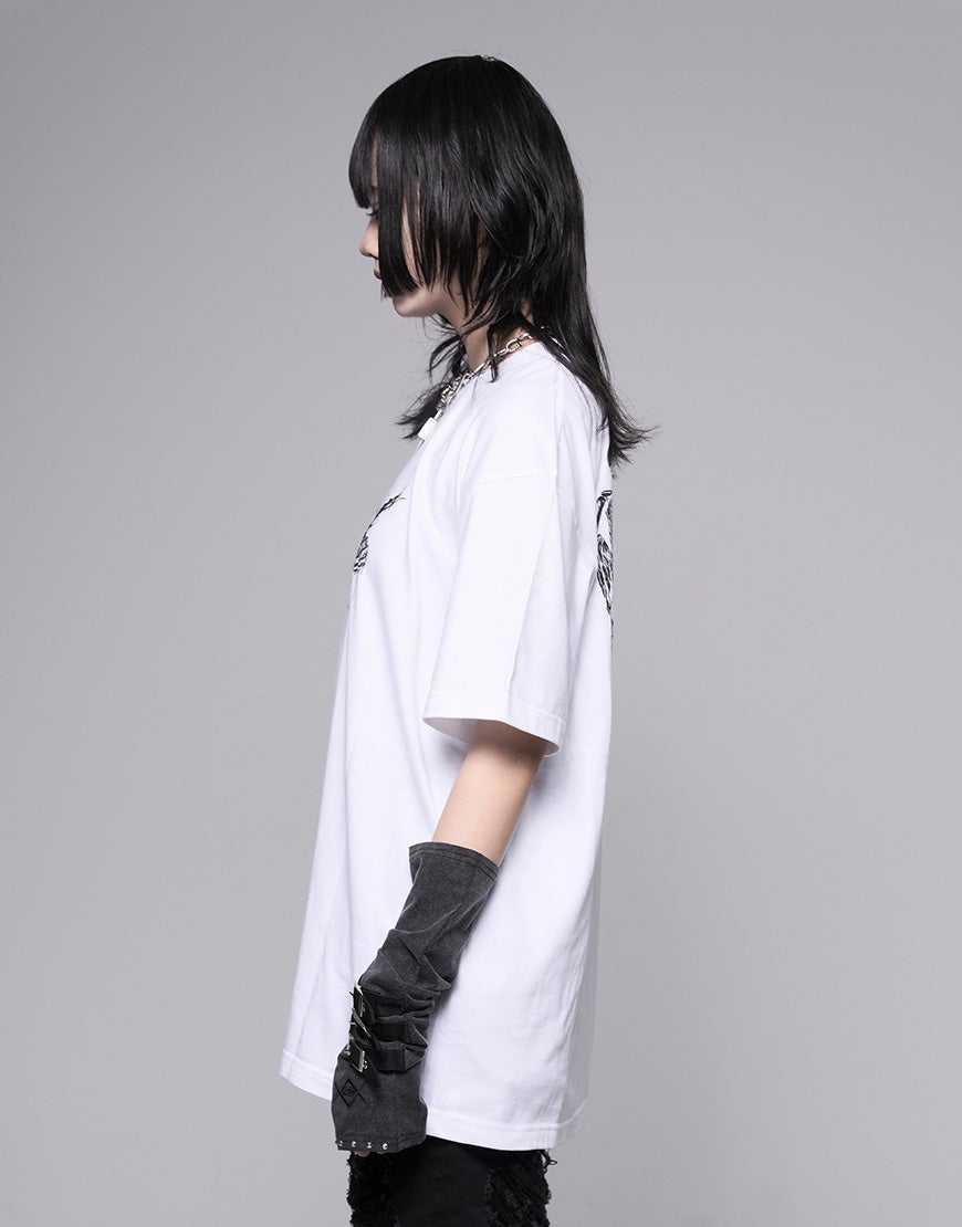 REFLEM【レフレム】ホログラムスカルプリント半袖Tシャツ/全2色