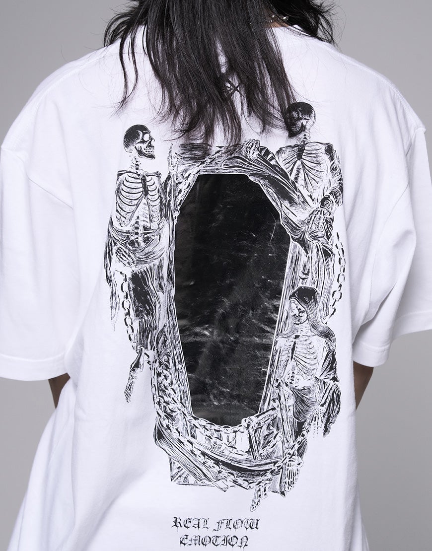 REFLEM【レフレム】ホログラムスカルプリント半袖Tシャツ/全2色