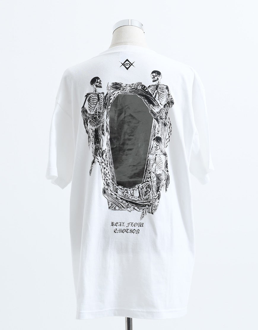 REFLEM【レフレム】ホログラムスカルプリント半袖Tシャツ/全2色