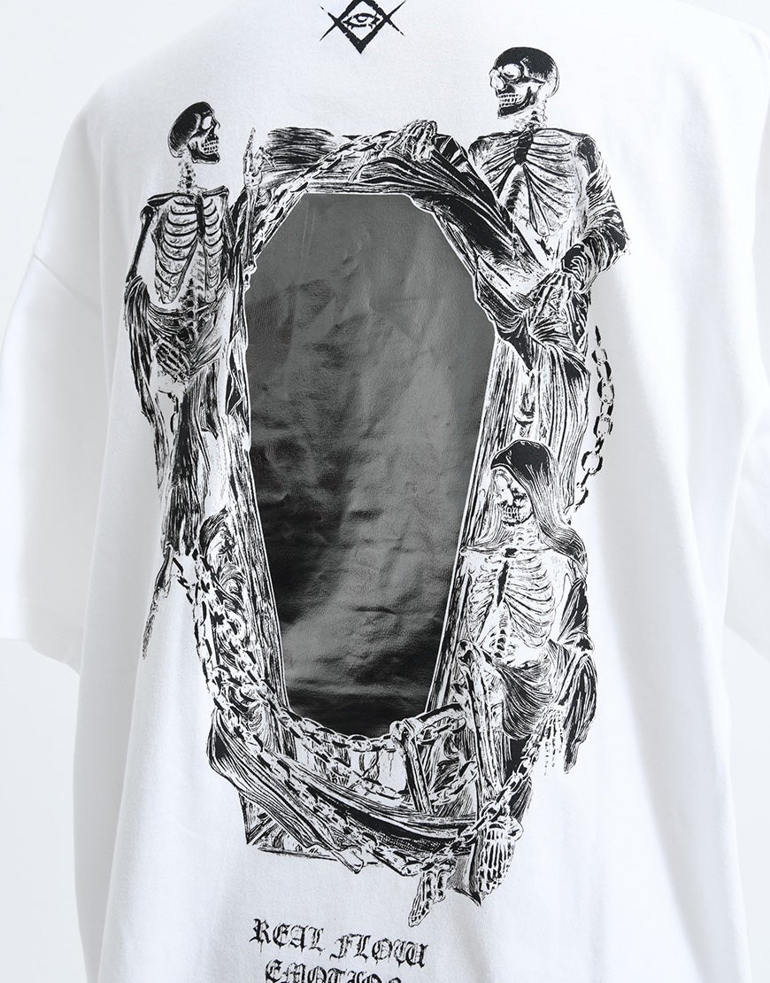 REFLEM【レフレム】ホログラムスカルプリント半袖Tシャツ/全2色