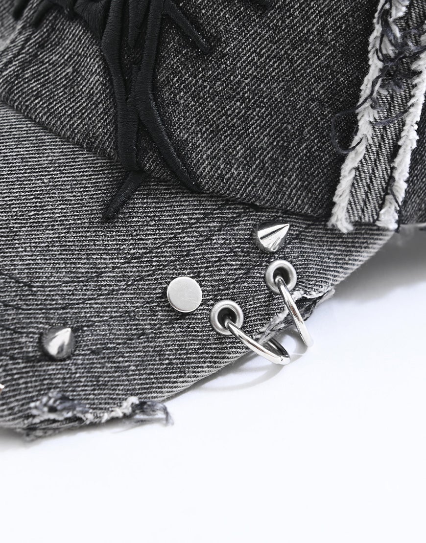 REFLEM【レフレム】スパイクスタッズデニムキャップ　gray REFLEM【レフレム】スパイクスタッズデニムキャップ/全2色