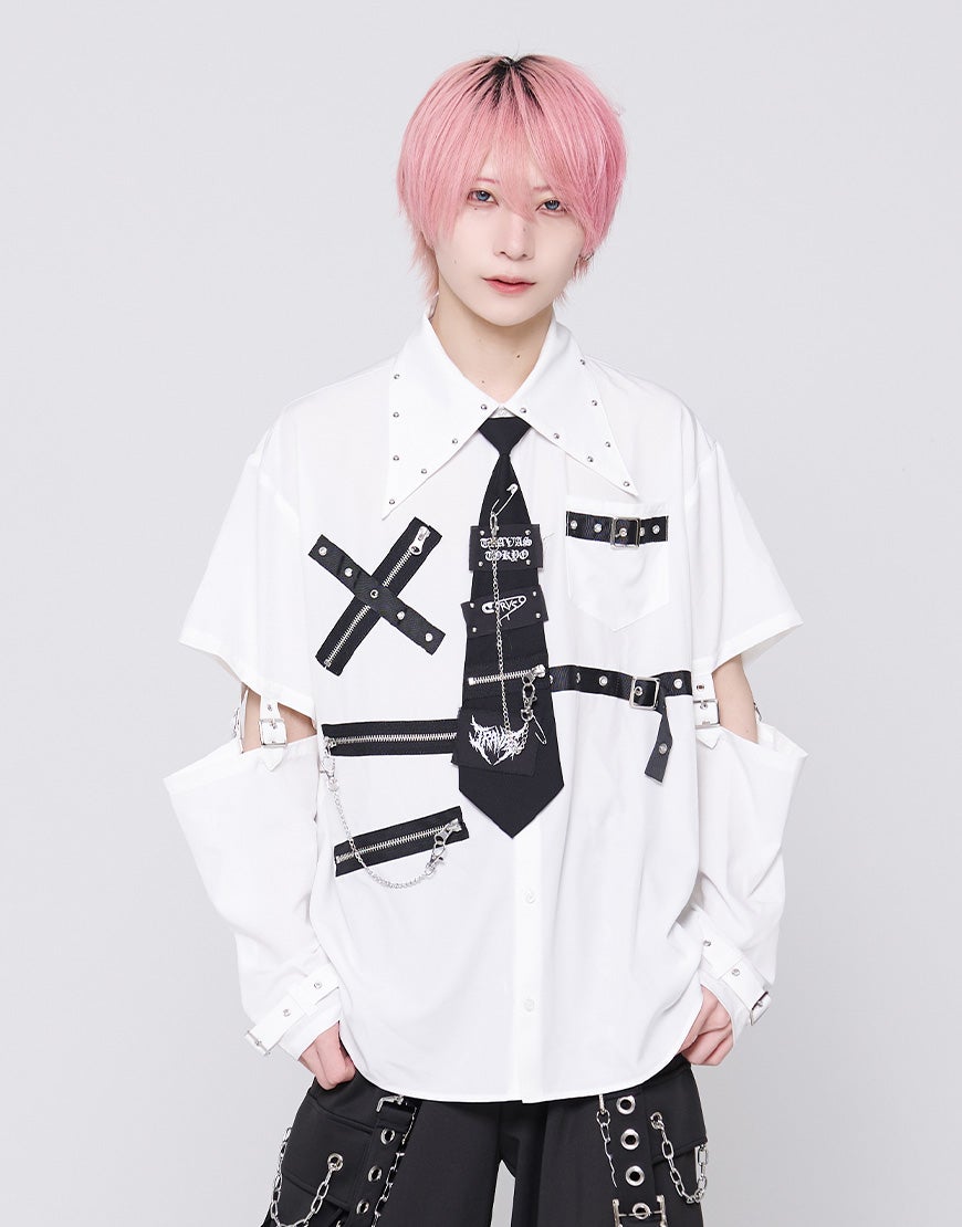 TRAVAS TOKYO【トラバストーキョー】2WAYパンクネクタイシャツ/全2色
