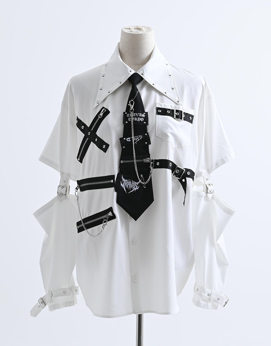 MOI モイ　ラバリシャツ　KRAVATA for pili Tokyo TRAVAS TOKYO【トラバストーキョー】2WAYパンクネクタイシャツ/全2色