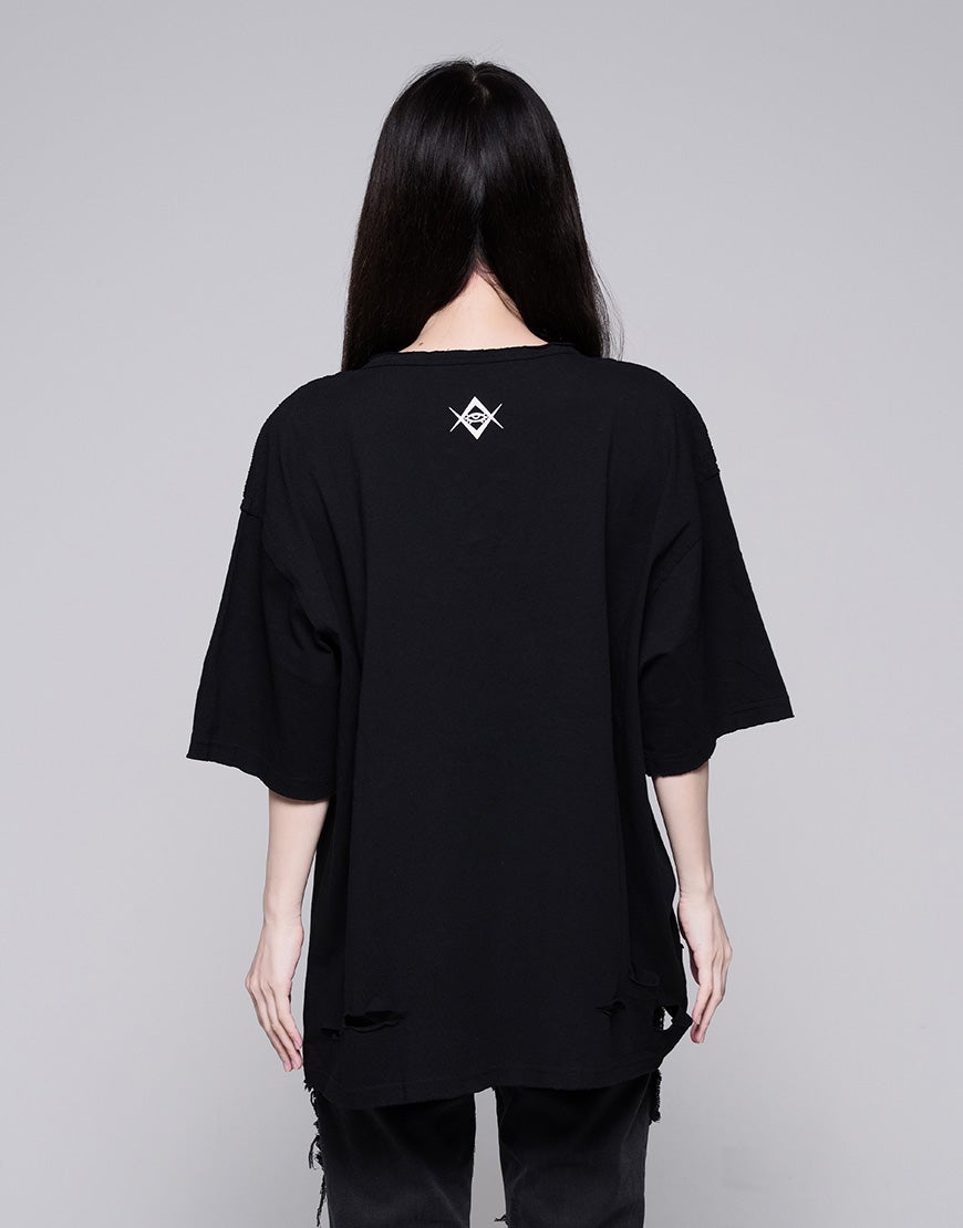 REFLEM【レフレム】チェーン編み上げグランジヘンリーTシャツ/全2色