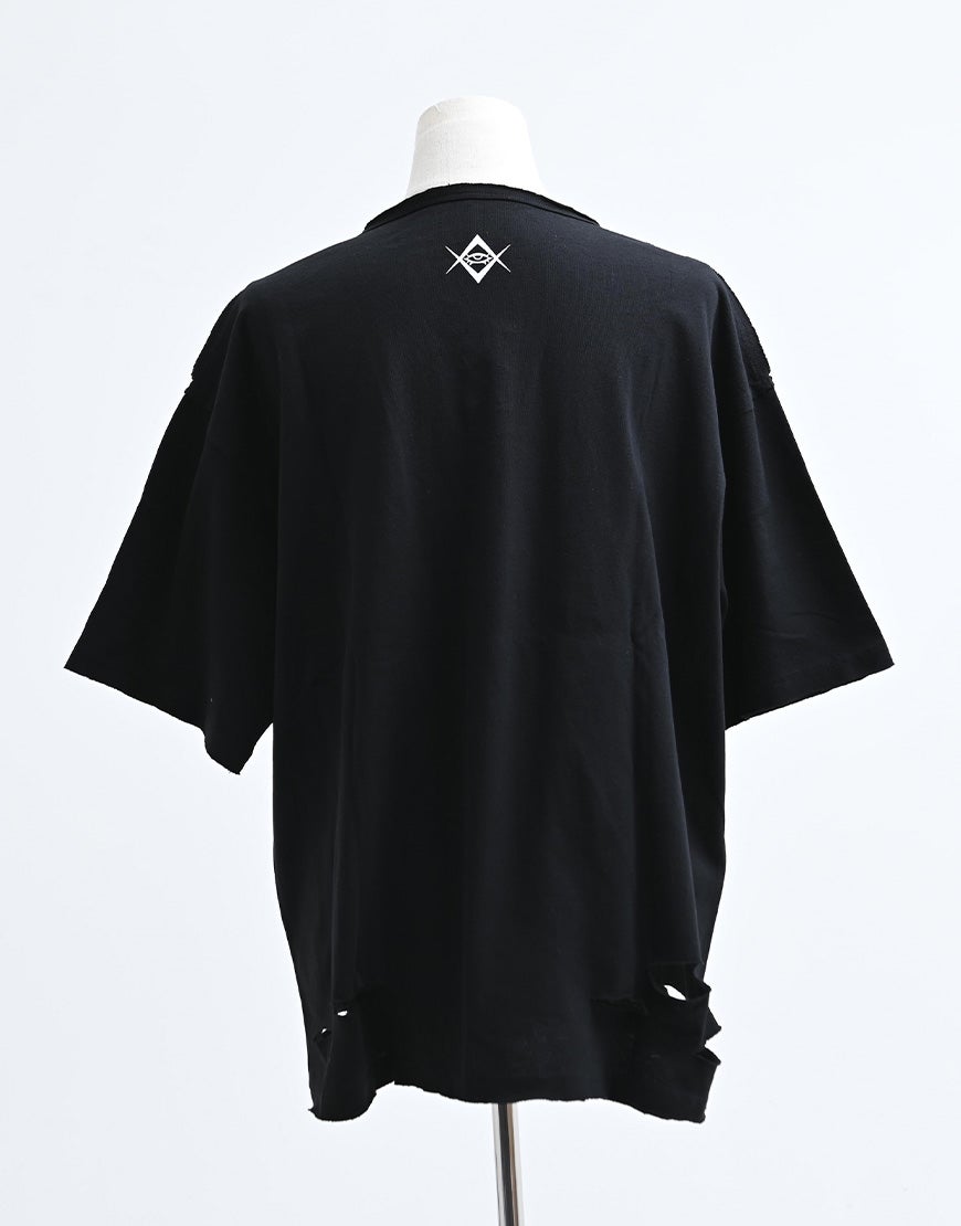 REFLEM【レフレム】チェーン編み上げグランジヘンリーTシャツ/全2色
