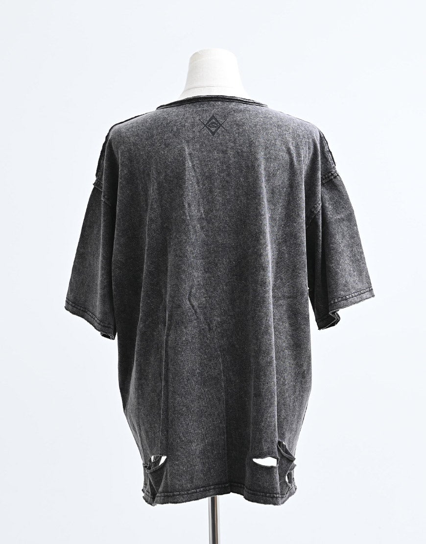 REFLEM【レフレム】チェーン編み上げグランジヘンリーTシャツ/全2色