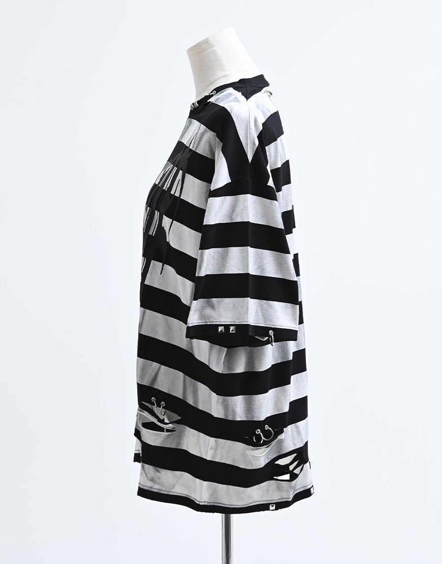 REFLEM【レフレム】グランジボーダーピアスTシャツ/全3色