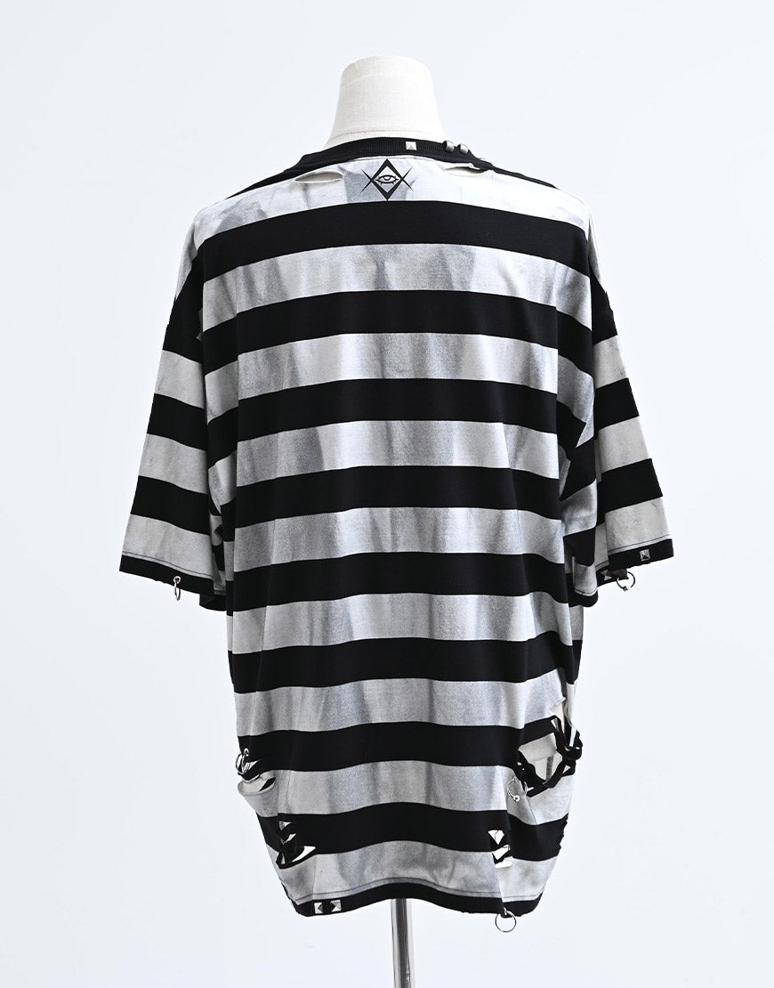 REFLEM【レフレム】グランジボーダーピアスTシャツ/全3色