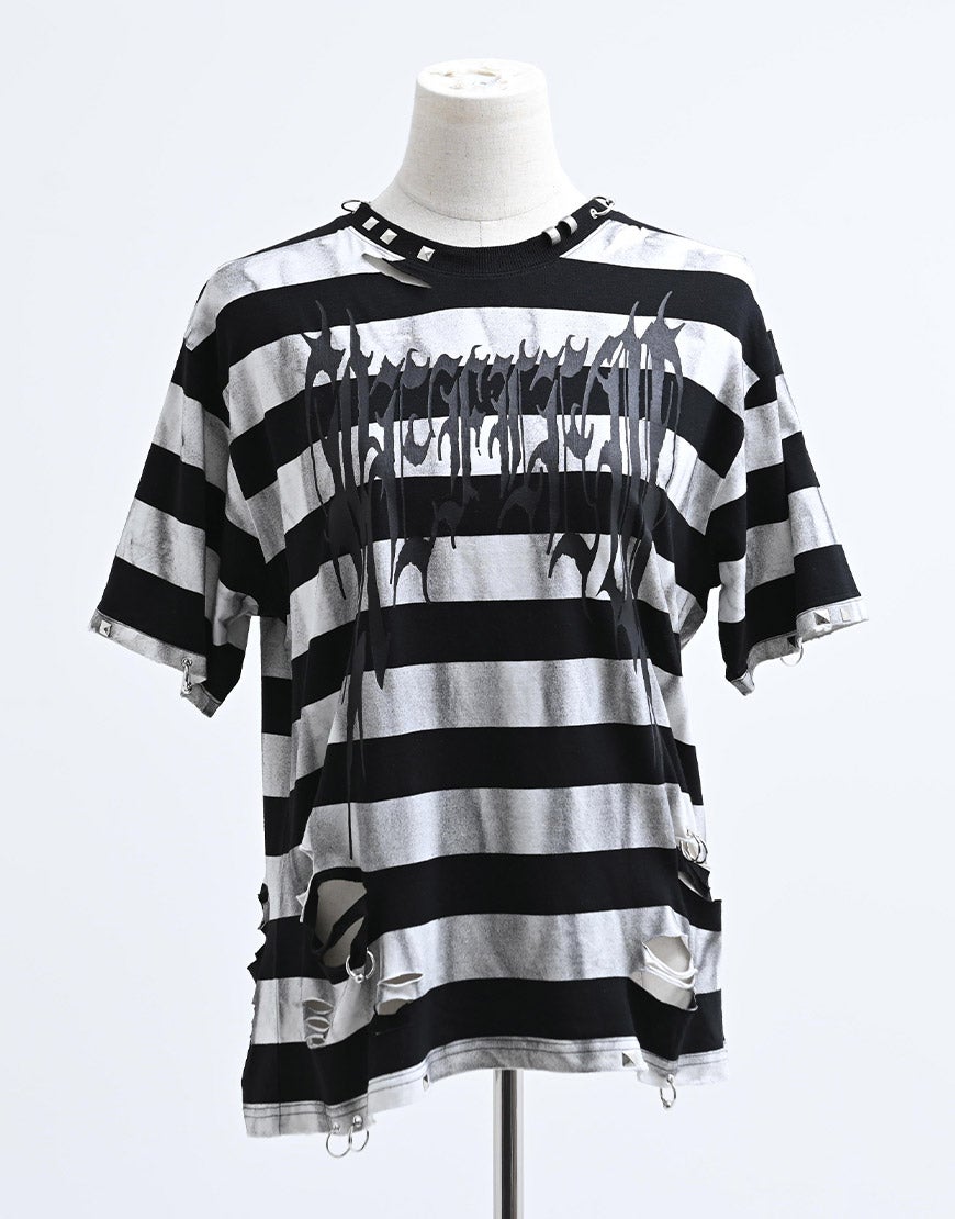 REFLEM【レフレム】グランジボーダーピアスTシャツ/全3色