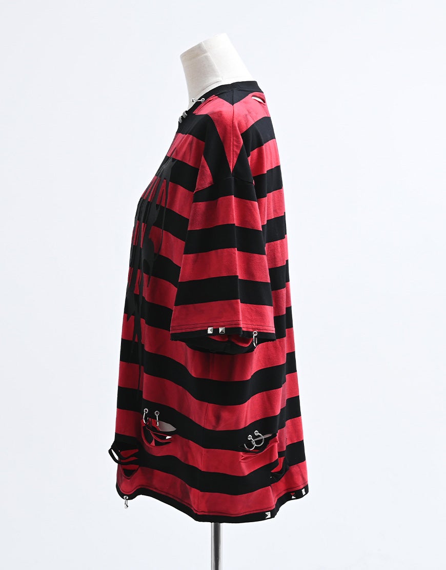 REFLEM【レフレム】グランジボーダーピアスTシャツ/全3色