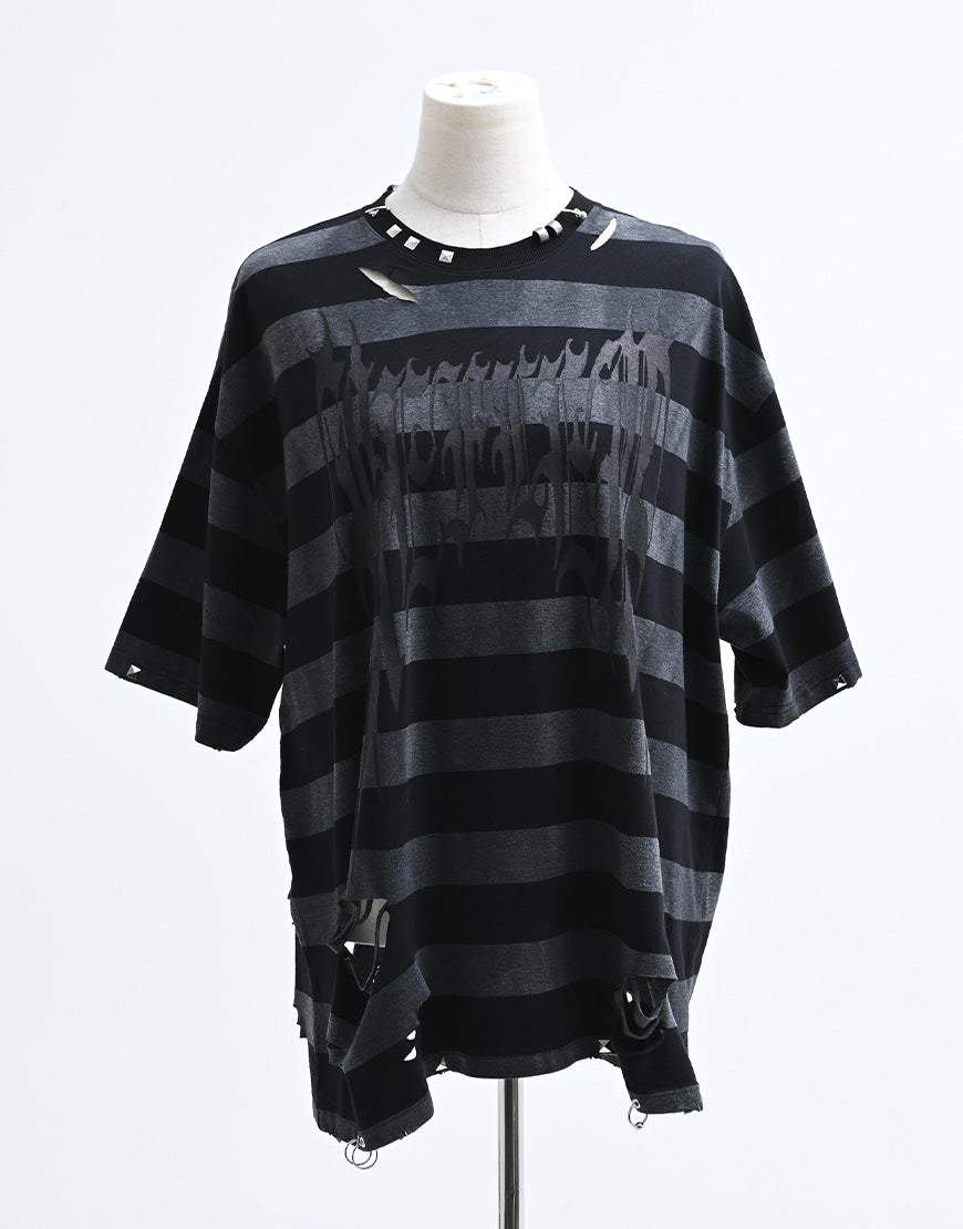 REFLEM【レフレム】グランジボーダーピアスTシャツ/全3色 REFLEM【レフレム】グランジボーダーピアスTシャツ/全3色