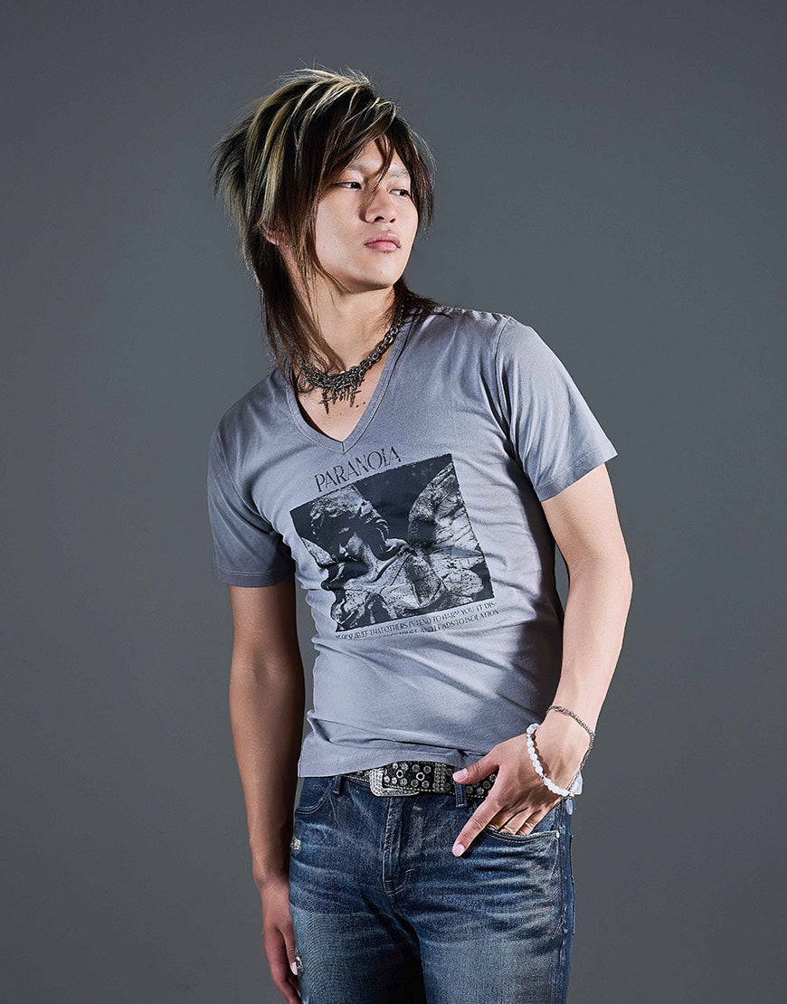 FUGA【フーガ】エンジェルプリントVネックTシャツ/全2色