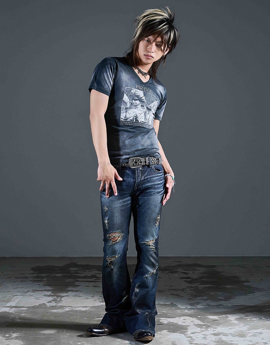 FUGA【フーガ】エンジェルプリントVネックTシャツ/全2色