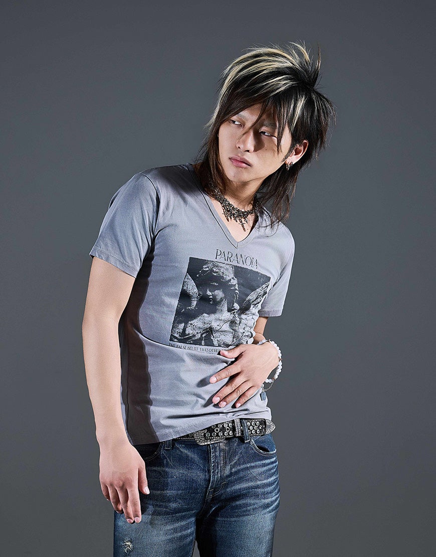 FUGA【フーガ】エンジェルプリントVネックTシャツ/全2色