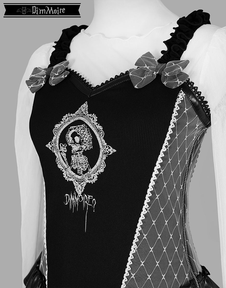 DimMoire【ディムモアール】Baby Skull Layered Dress/Black×White