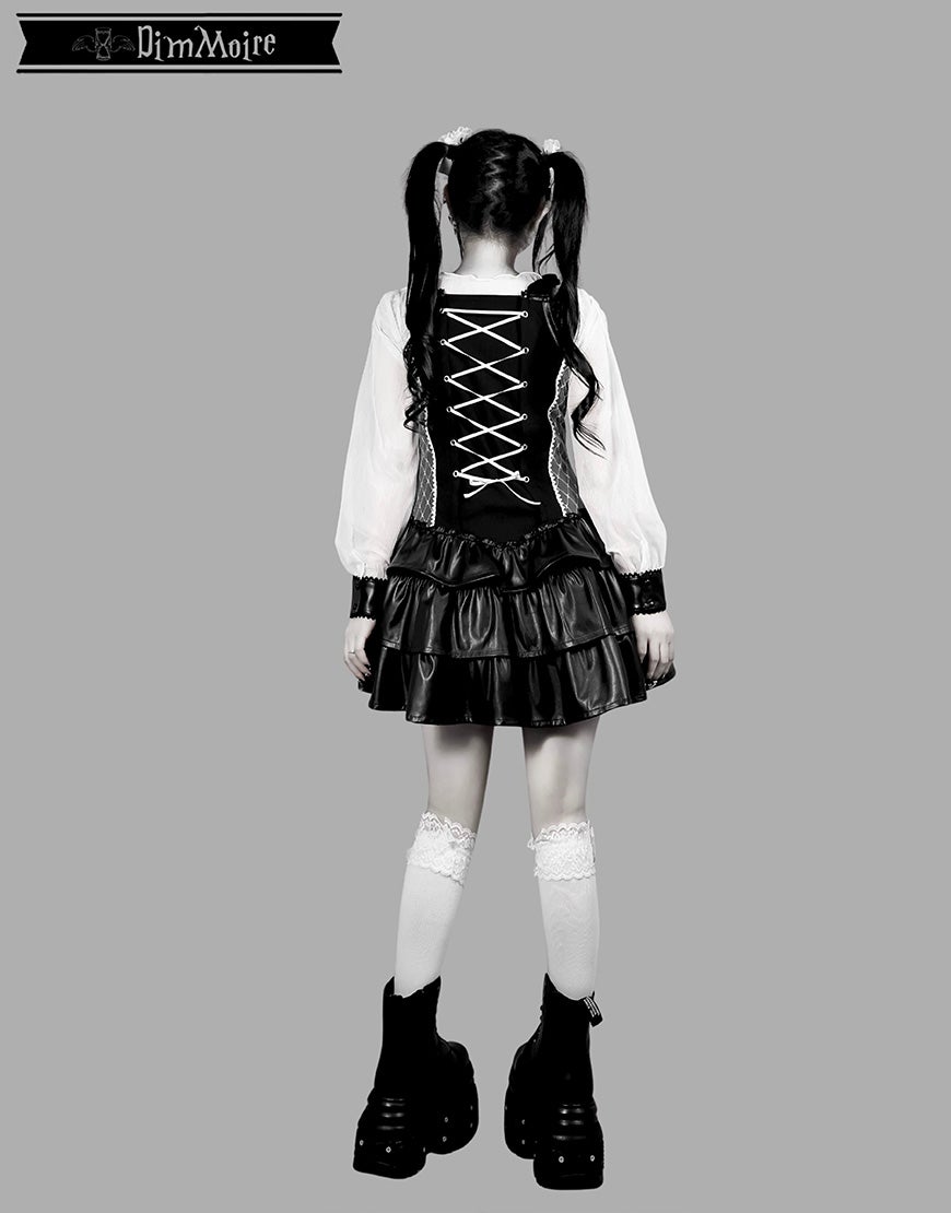 DimMoire【ディムモアール】Baby Skull Layered Dress/Black×White