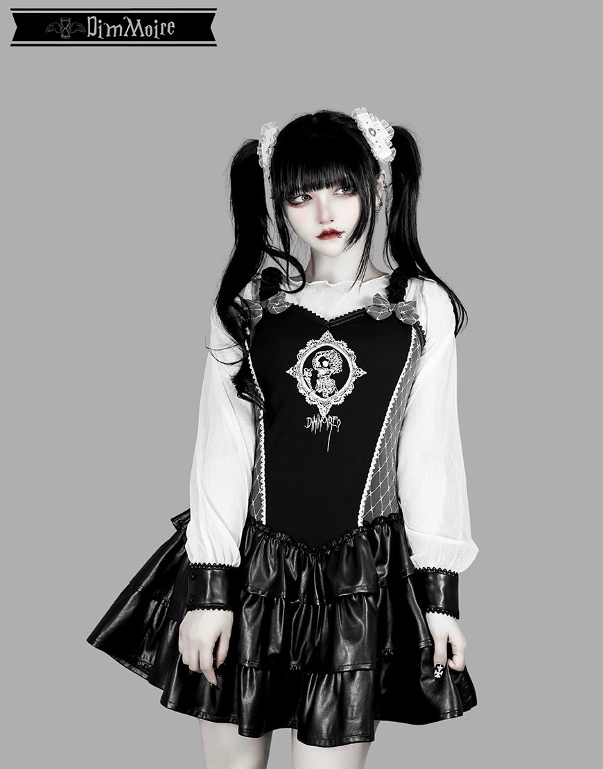 DimMoire【ディムモアール】Baby Skull Layered Dress/Black×White