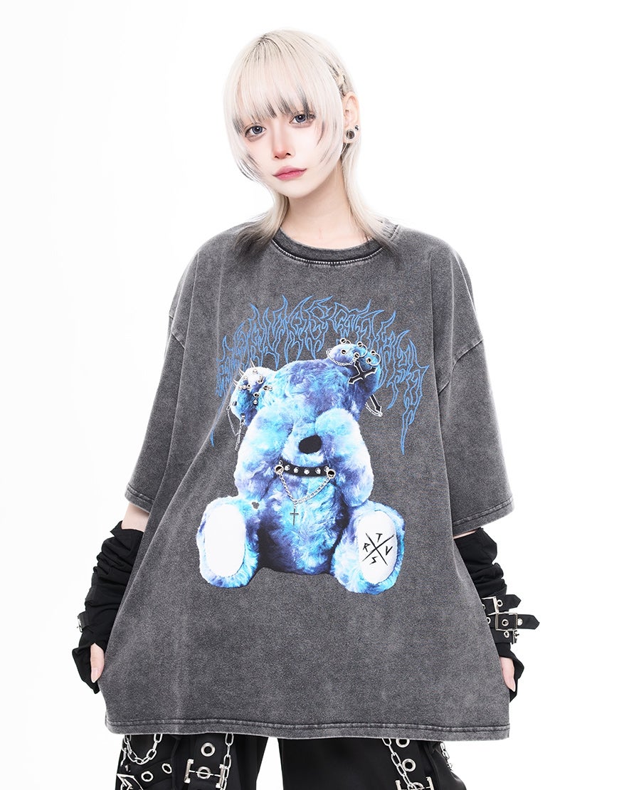 ◆くまっち◆ TRAVAS TOKYO【トラバストーキョー】ピアス付くまプリントTシャツ/全3色