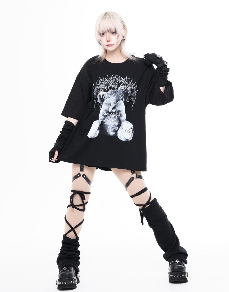 TRAVAS TOKYO【トラバストーキョー】ピアス付くまプリントTシャツ/全3色