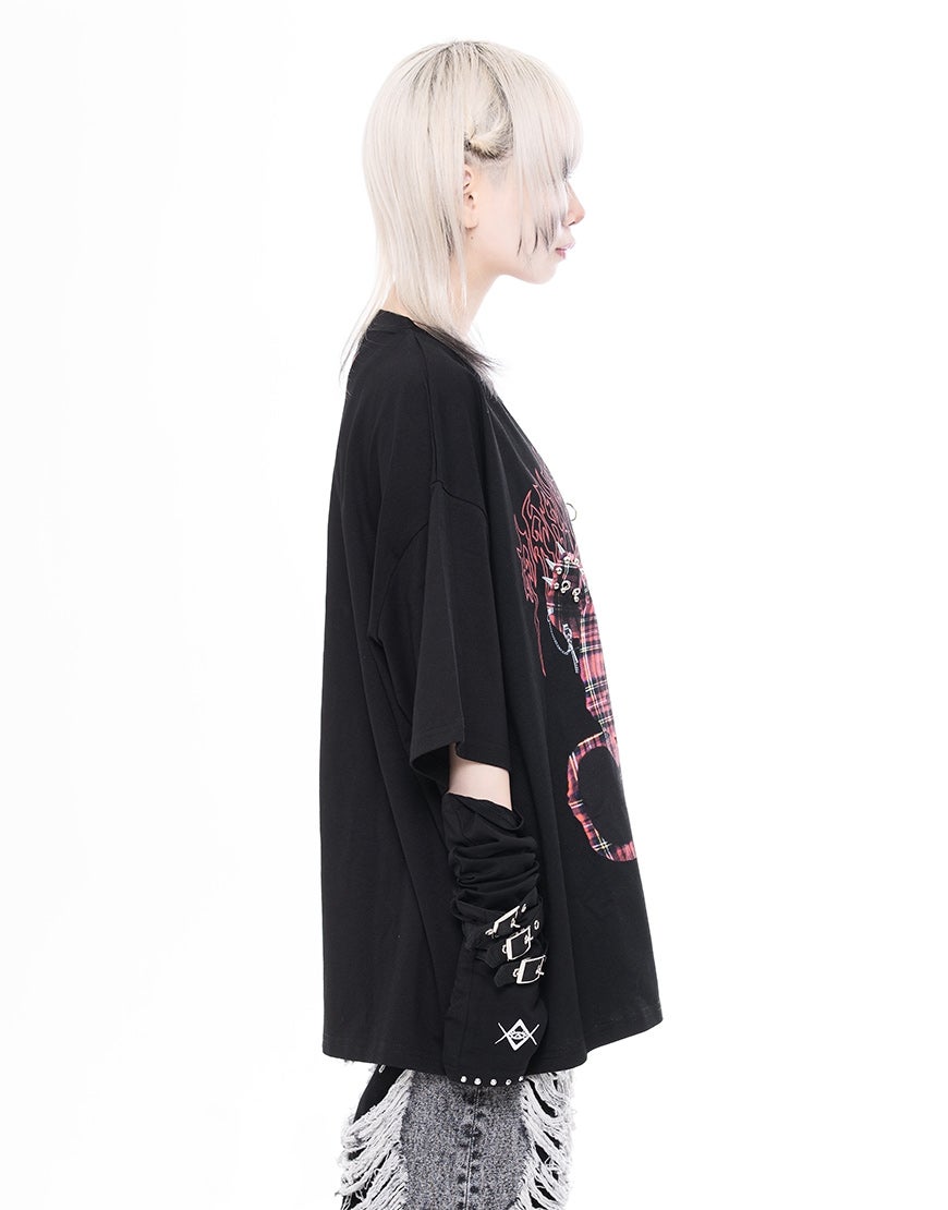 TRAVAS TOKYO【トラバストーキョー】ピアス付くまプリントTシャツ/全3色