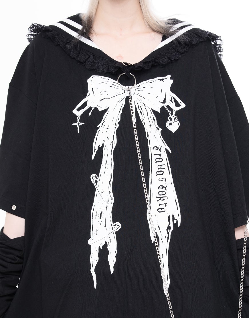 TRAVAS TOKYO【トラバストーキョー】レース使いセーラーカラーTシャツ全2色