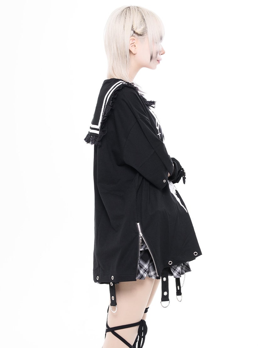 TRAVAS TOKYO【トラバストーキョー】レース使いセーラーカラーTシャツ全2色