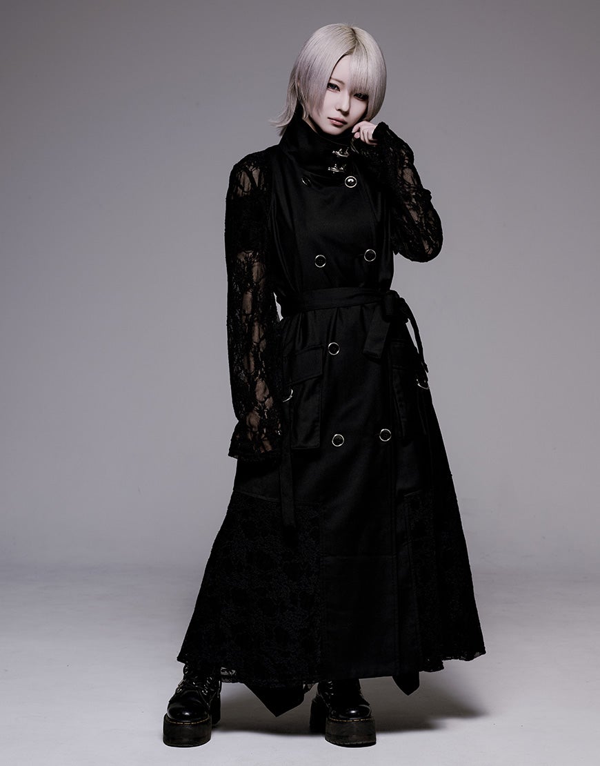 極美品　ebure　エブール　21ss シアートレンチコート　ブラック AdaNous【アダナス】シアートレンチコート/全2色