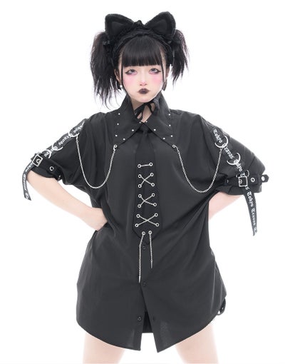 TRAVAS TOKYO【トラバストーキョー】テープ付きネクタイ長袖シャツ/全2色