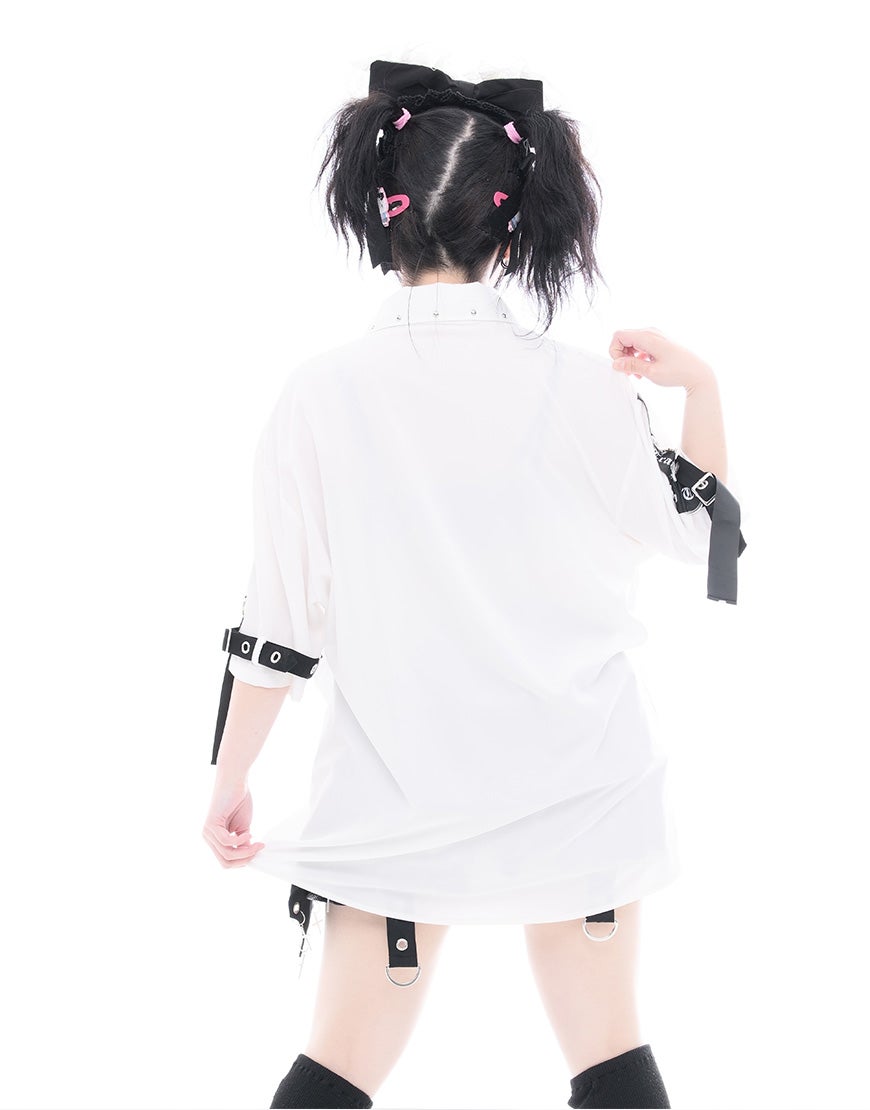 TRAVAS TOKYO ネクタイ付き半袖レイヤードシャツ TRAVAS TOKYO【トラバストーキョー】ネクタイ付きパンクスデザイン