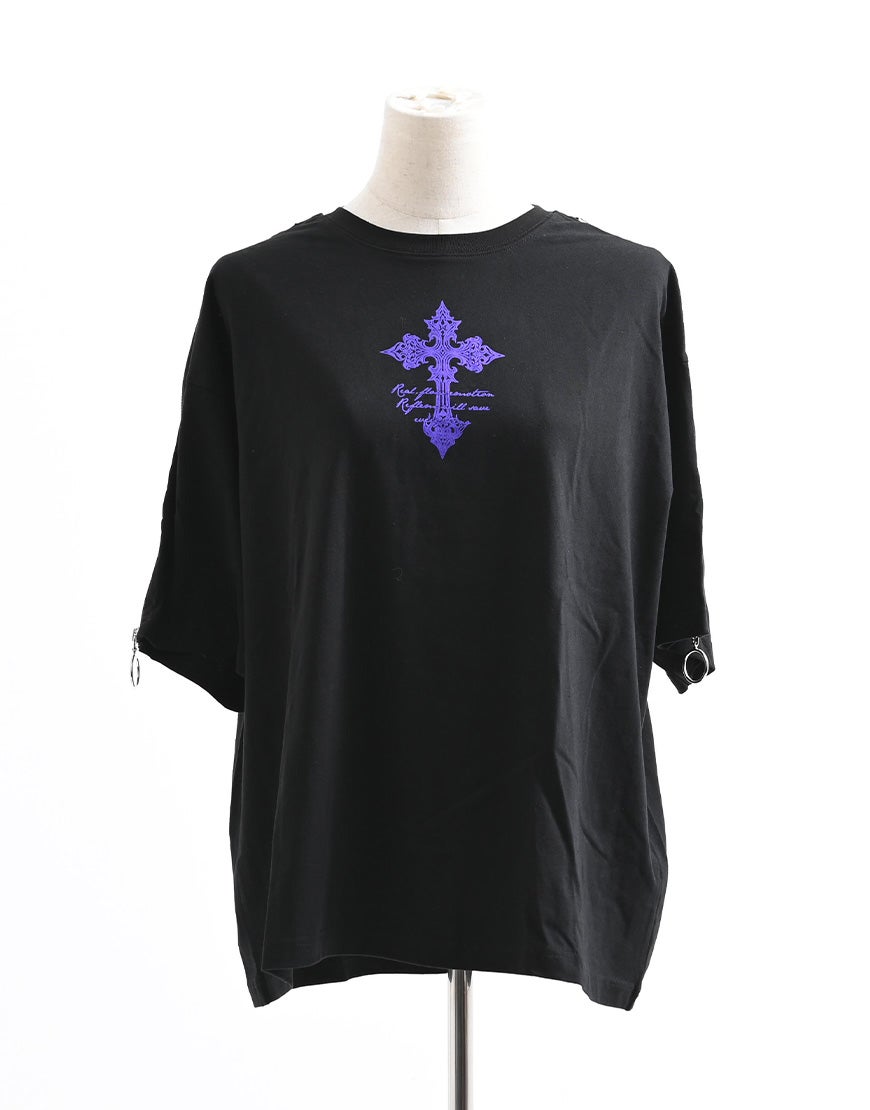 REFLEM【レフレム】ショルダージップ箔プリントTシャツ/全2色