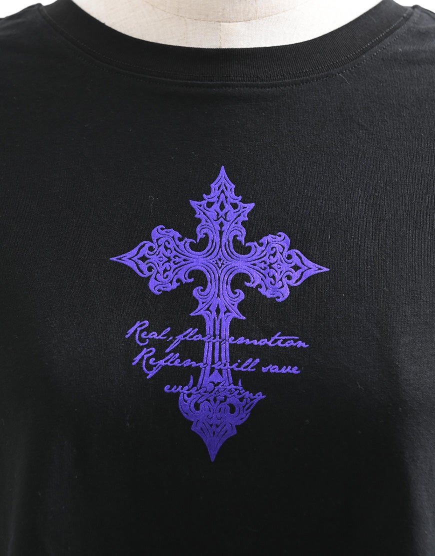 REFLEM【レフレム】ショルダージップ箔プリントTシャツ/全2色