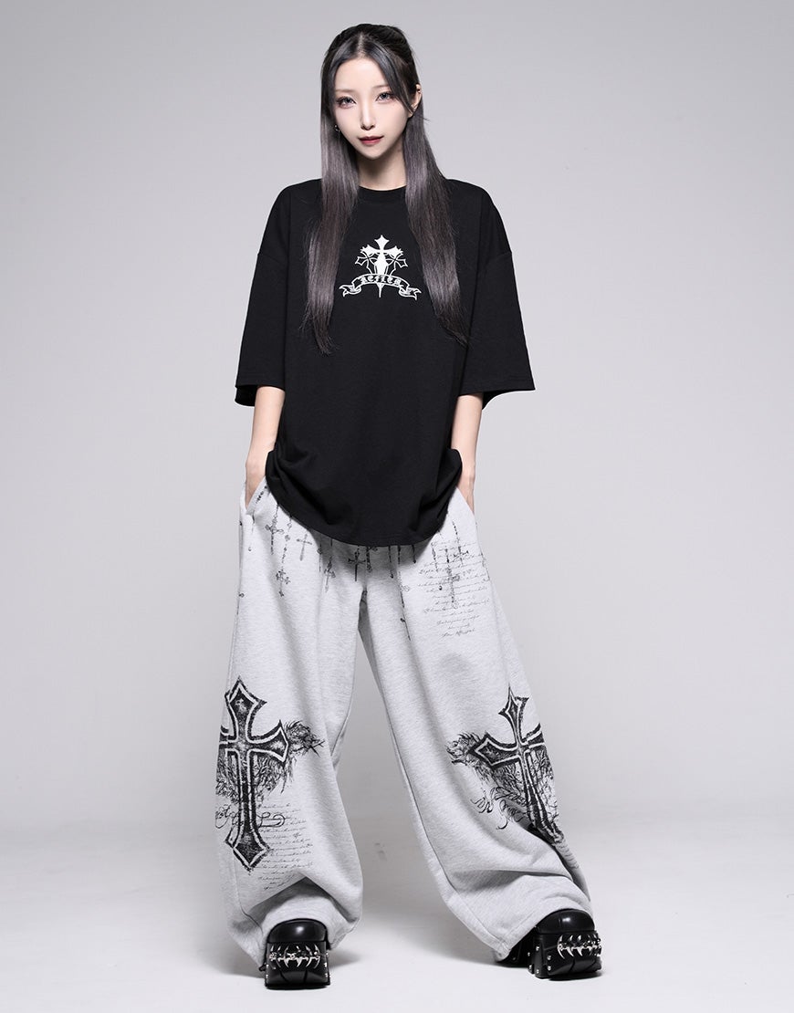 REFLEM【レフレム】クロスラインストーンTシャツ/全2色
