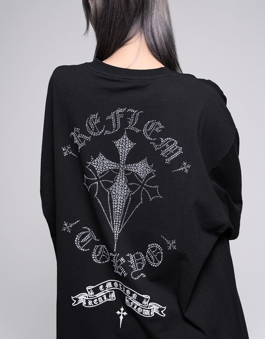 REFLEM【レフレム】クロスラインストーンTシャツ/全2色